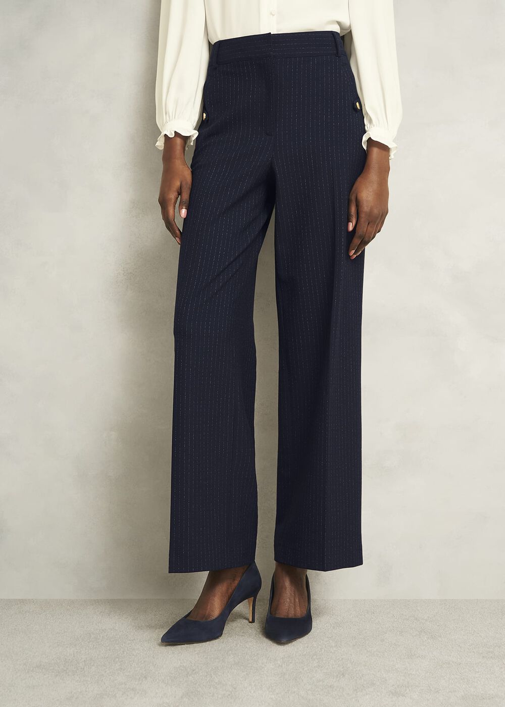 Alisa Wide Pants, Navy Ivory, hi-res