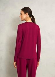 Burgundy Savannah Key Hole Long Sleeve Top, Beryl Red, hi-res