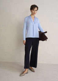 Claire V neck Top, Lavender Blue, hi-res