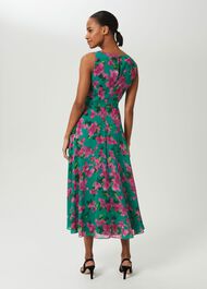 Carly Floral Midi Dress, Fld Grn Fschia, hi-res