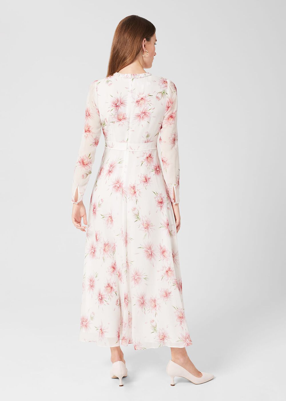 Rosabella Silk Floral Midi Dress, Ivory Multi, hi-res