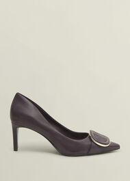 Martie Leather Court Shoes, Malbec Purple, hi-res