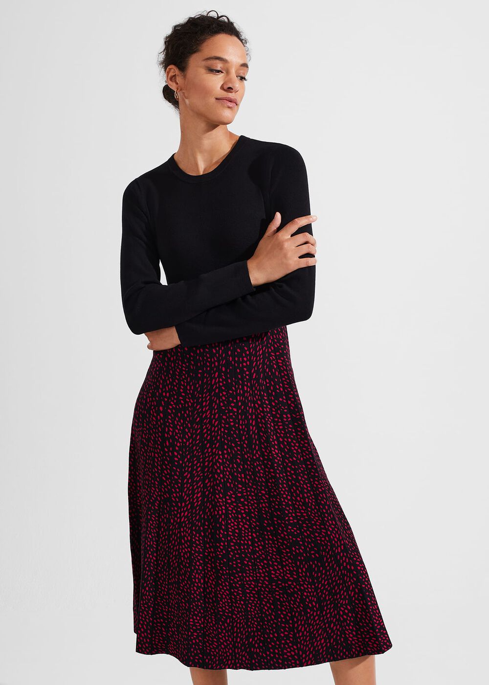 Harlie Knitted Dress, Black Cerise, hi-res