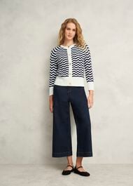 Lulu Cotton Cardigan, Navy Warm Ivory, hi-res