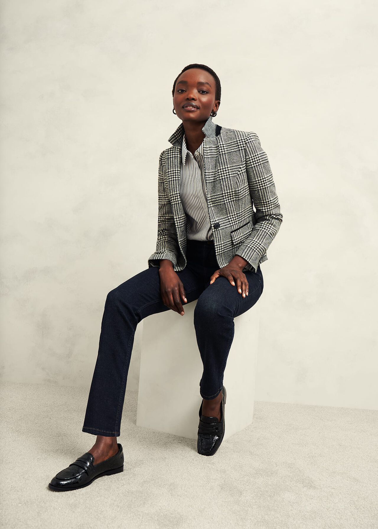 Brea Wool Jacket, Black White, hi-res