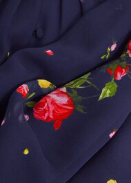 Petite Eva Floral Silk Dress, Navy Multi, hi-res