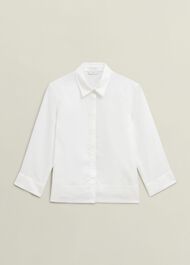 Nita Linen Shirt, White, hi-res