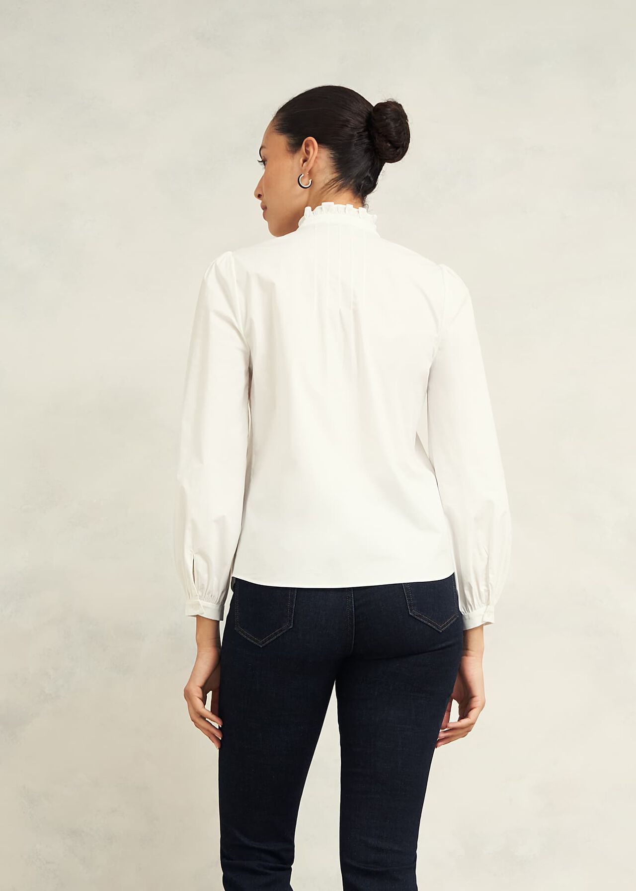 Trinity Cotton Blouse, White, hi-res