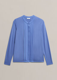 Tiana Pleat Front Top, Thistle Blue, hi-res