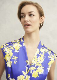 Macey Floral V Neck Jumpsuit, Blue Multi, hi-res
