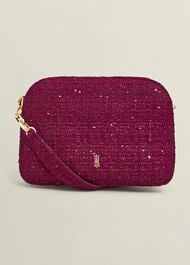 Milan Tweed Clutch Bag, Warm Plum, hi-res