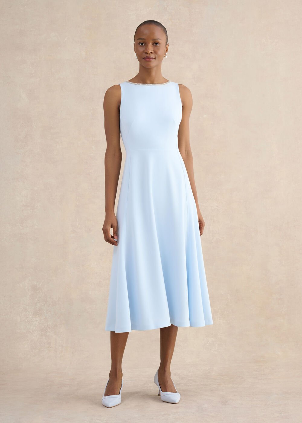 Beatrix Embellished Trimmed Dress, Pale Blue, hi-res