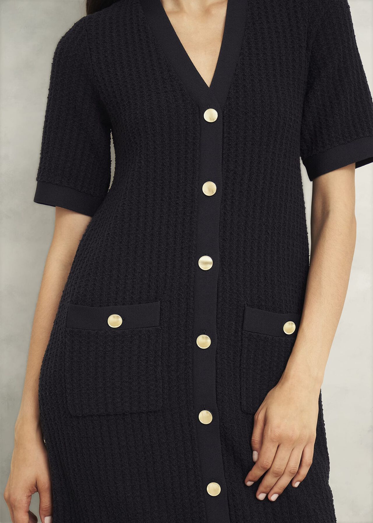 Tatton Cotton Blend Knitted Dress, Black, hi-res