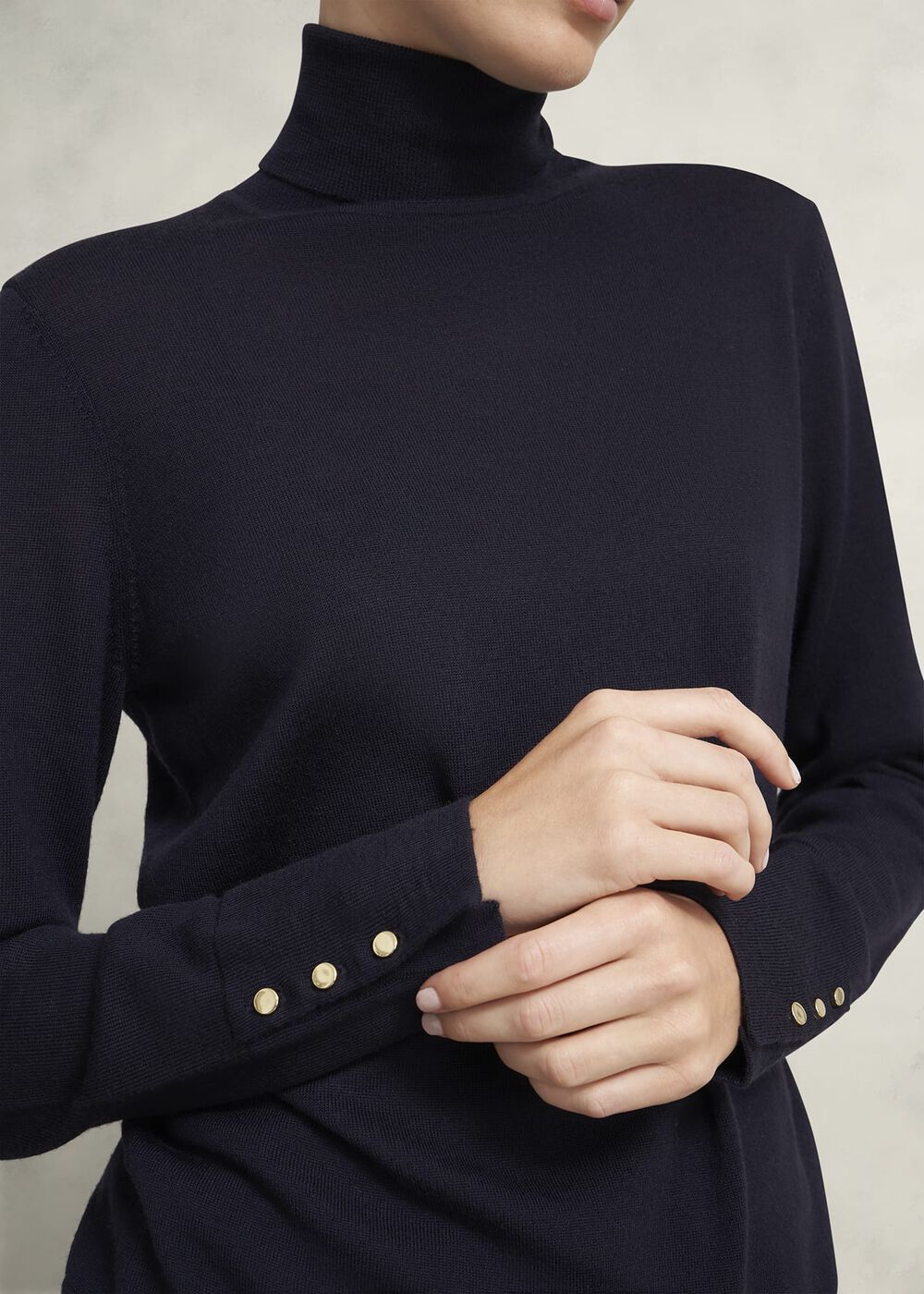 Lara Merino Rollneck Sweater, Navy, hi-res