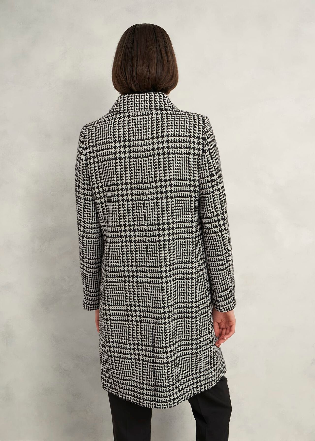 Yvette Wool Blend Check Coat, Black Ivory, hi-res