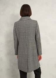 Yvette Wool Blend Check Coat, Black Ivory, hi-res