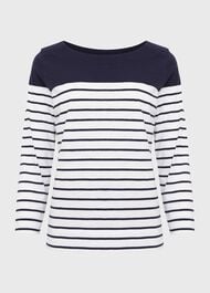Avia Cotton Slub Striped T-Shirt, White Navy, hi-res