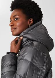 Danika Long Puffer Jacket With Hood, Charcoal Grey, hi-res