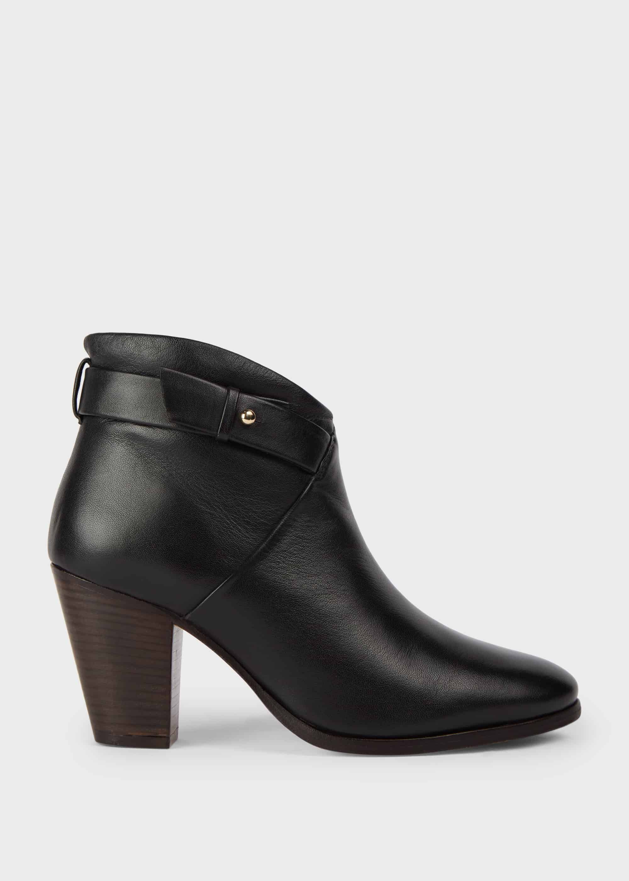 black leather high heel ankle boots