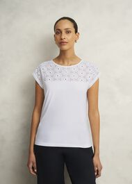 Thea Broderie Top, White, hi-res