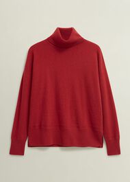 Delora Cashmere Roll Neck Sweater, Pomegranate Red, hi-res
