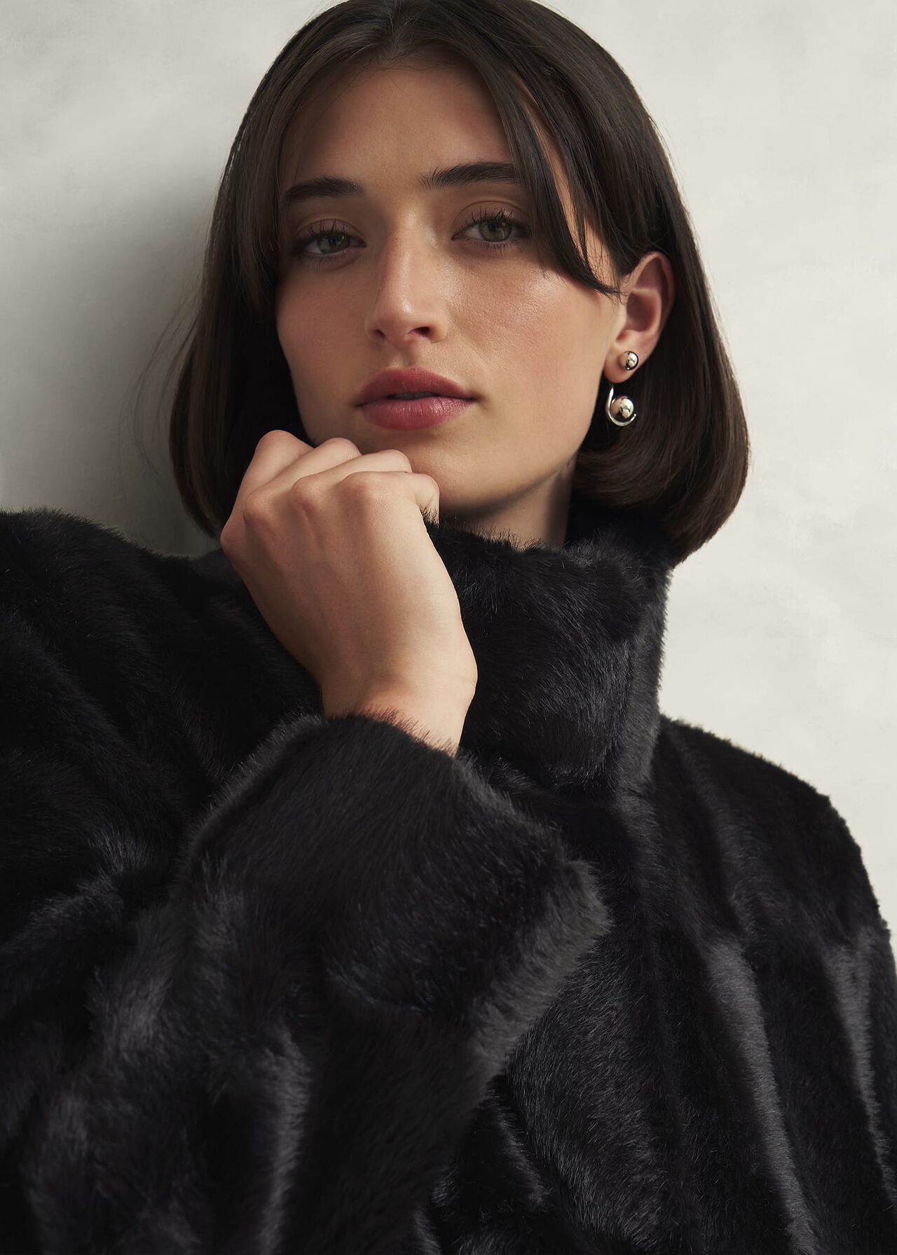 Rosanne Faux Fur Coat, Black, hi-res