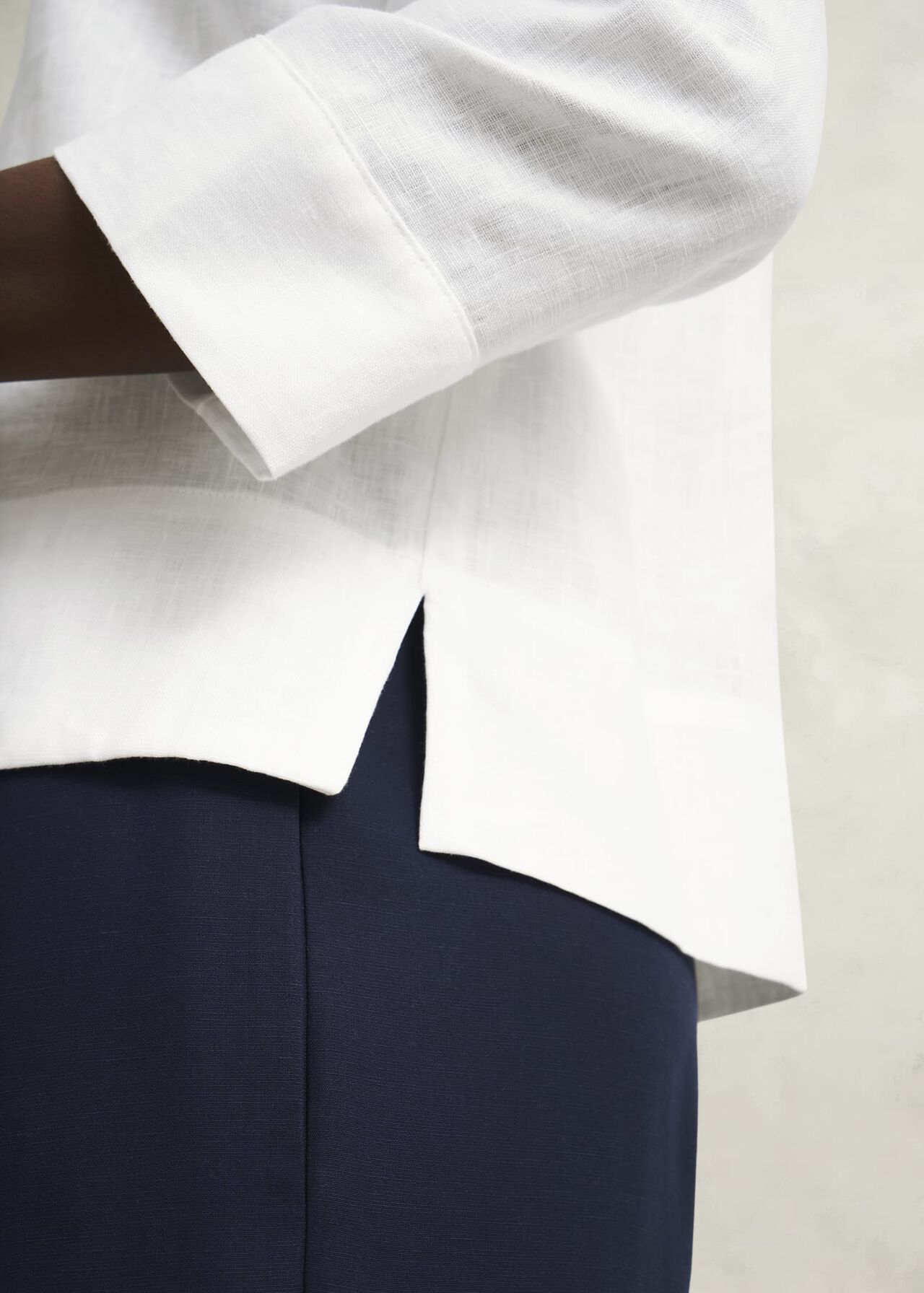 Nita Linen Shirt, White, hi-res