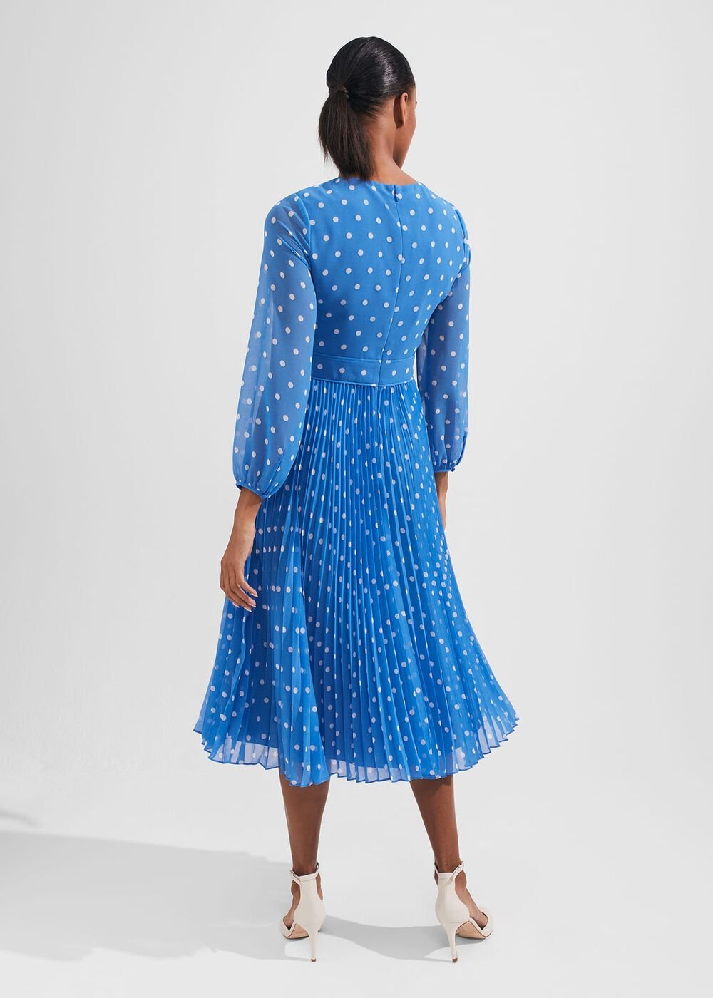 Selena Spot Fit And Flare Dress, Blue Ivory, hi-res