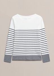 Constance Corron Striped Top, White Navy, hi-res