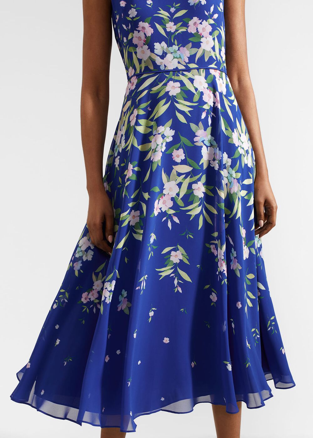 Carly Floral Midi Dress, Blue Multi, hi-res