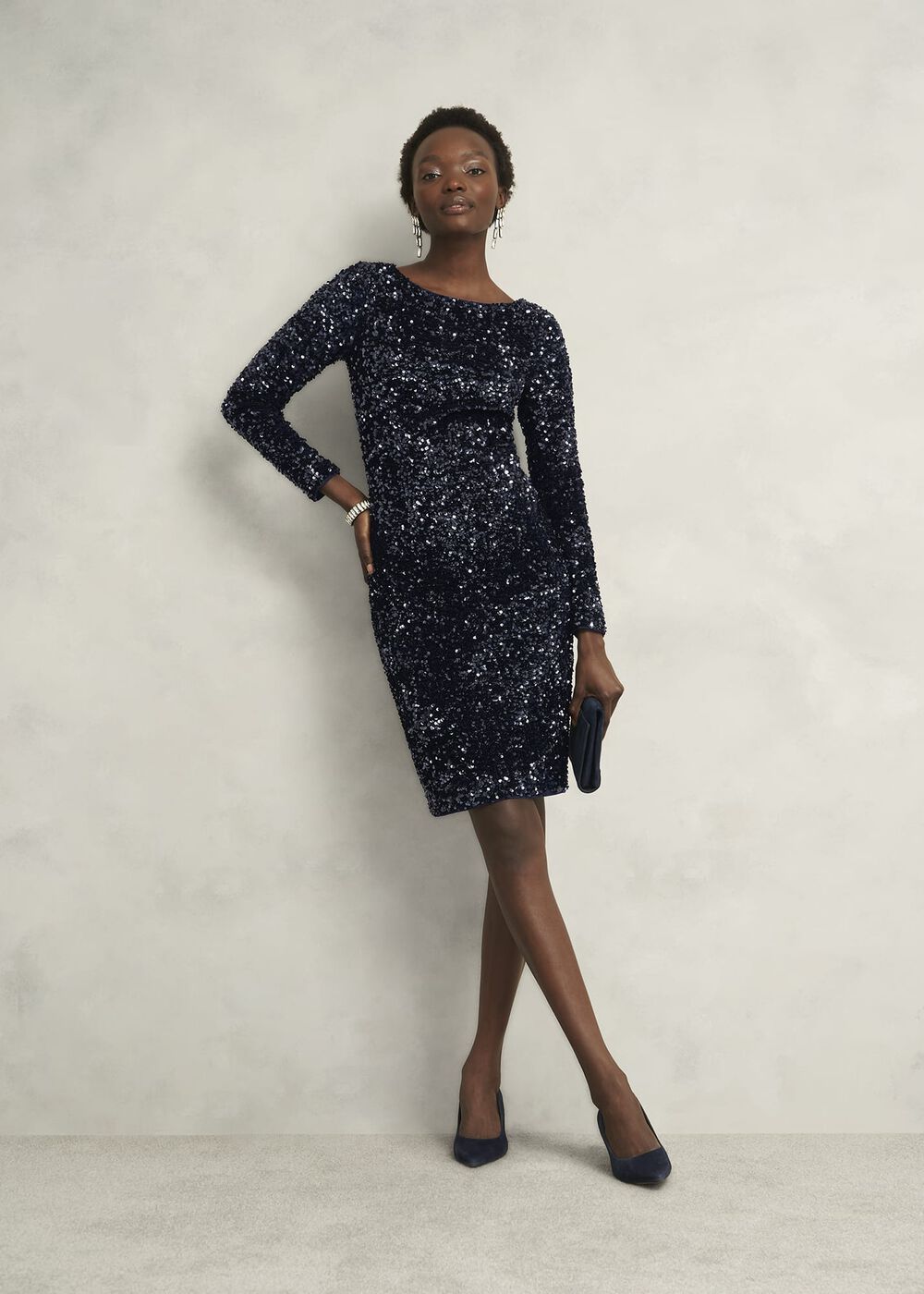 Sawyer Sequin Dress, Midnight Navy, hi-res