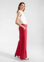 Mirabel Wide Linen Pants, Raspberry Pink, hi-res