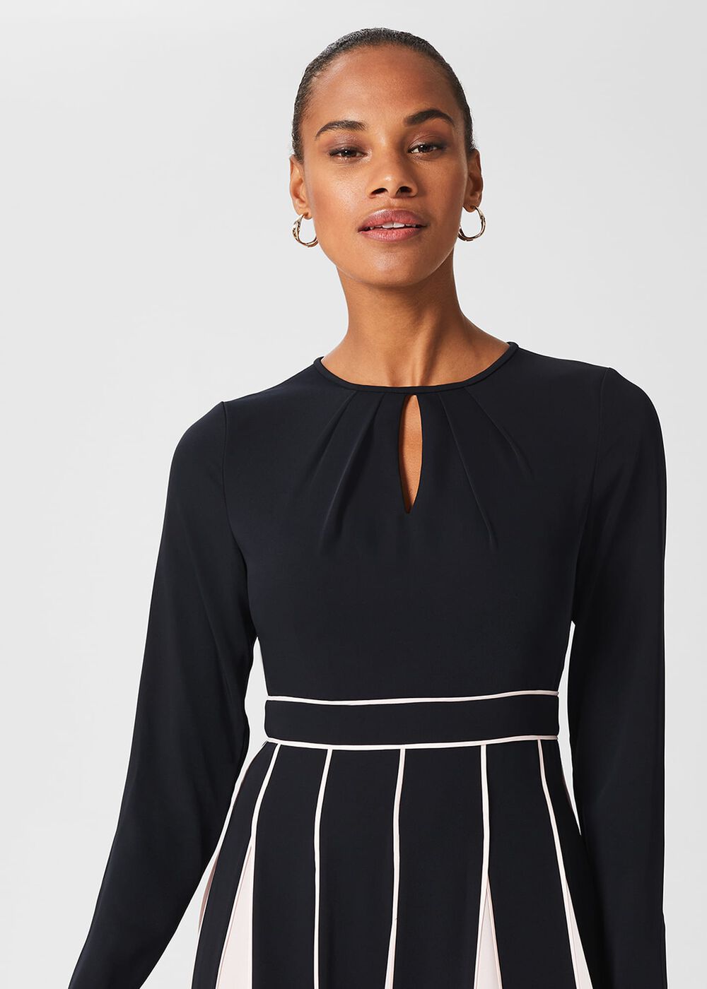 Arielle Fit And Flare Midi Dress, Navy Pink, hi-res