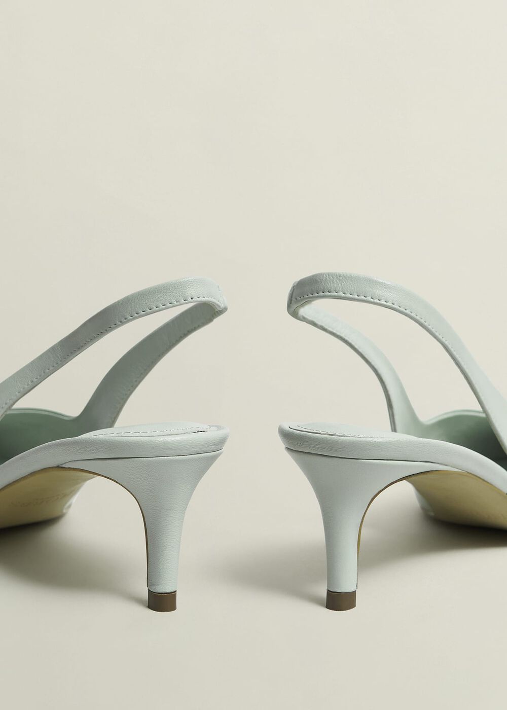 Serena Leather Slingbacks, Sage Green, hi-res