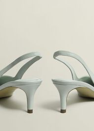 Serena Leather Slingbacks, Sage Green, hi-res