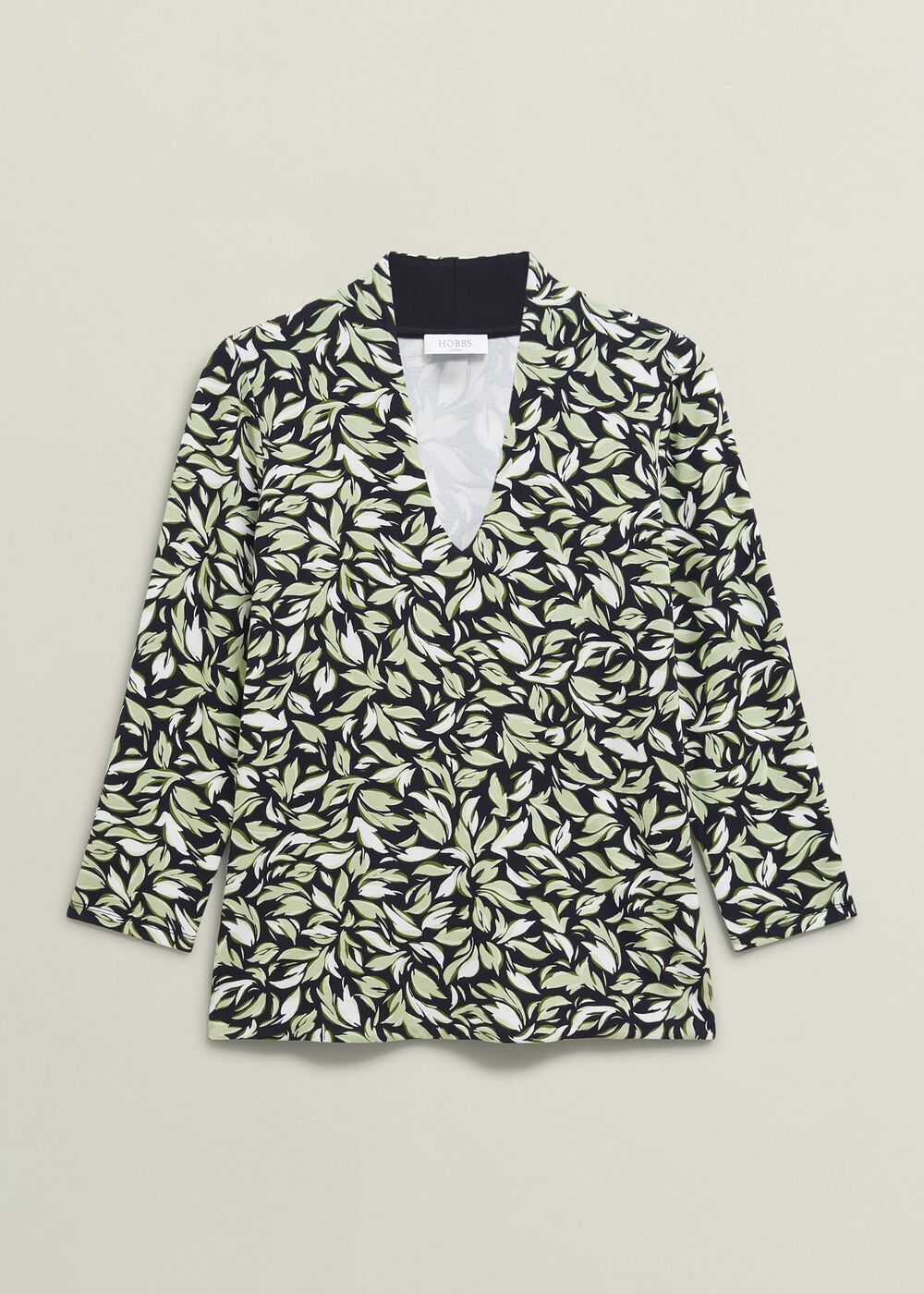 Aimee Printed Top, Navy Green, hi-res