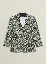 Aimee Printed Top, Navy Green, hi-res