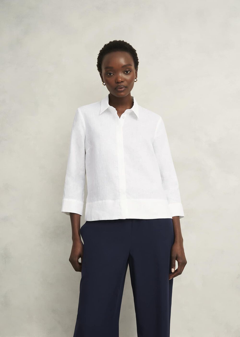 Nita Linen Shirt, White, hi-res