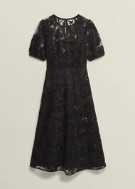 Ami Lace Sequin Midi Dress, Hobbs Black, hi-res