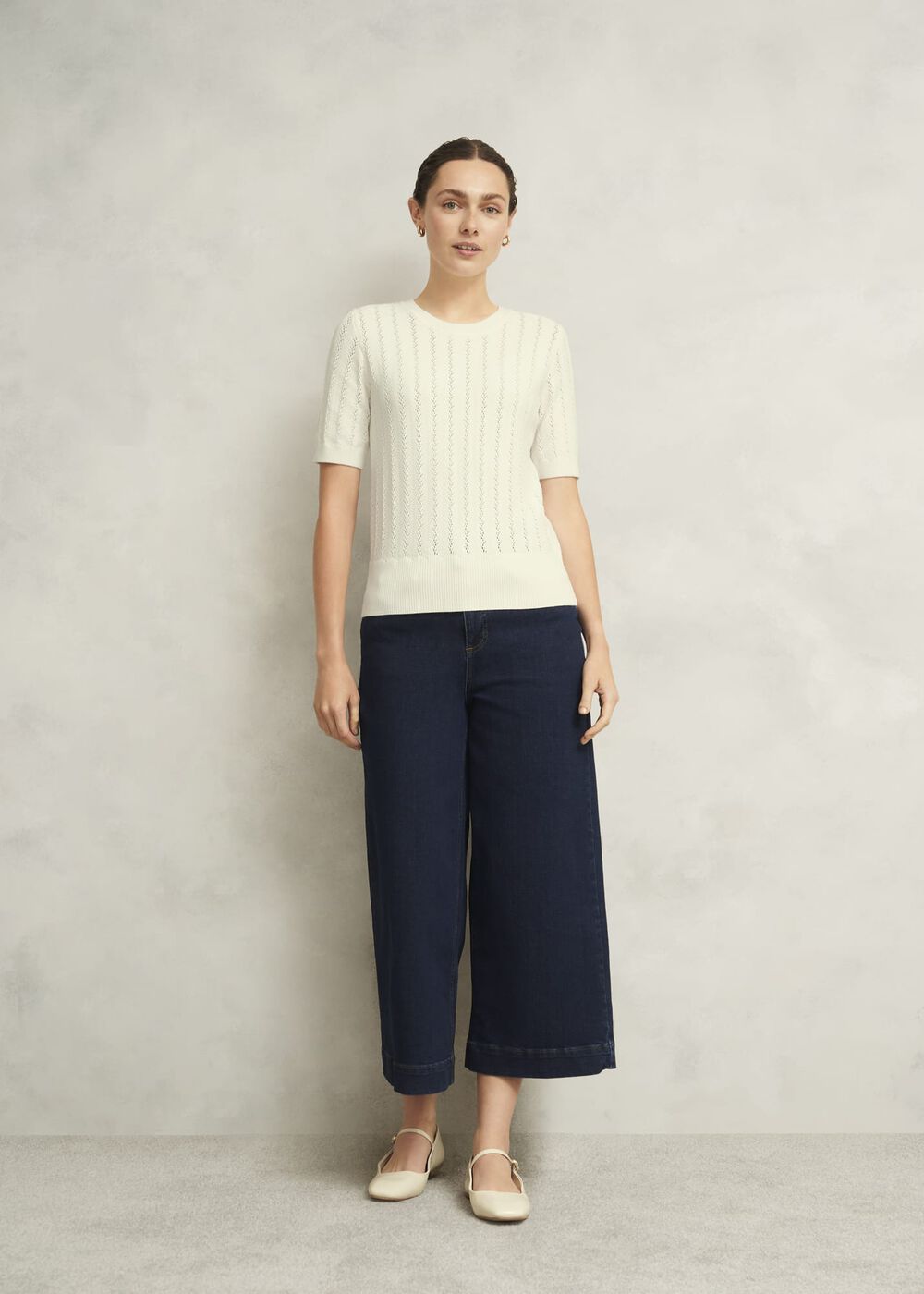 Calla Knitted Top, Warm Ivory, hi-res