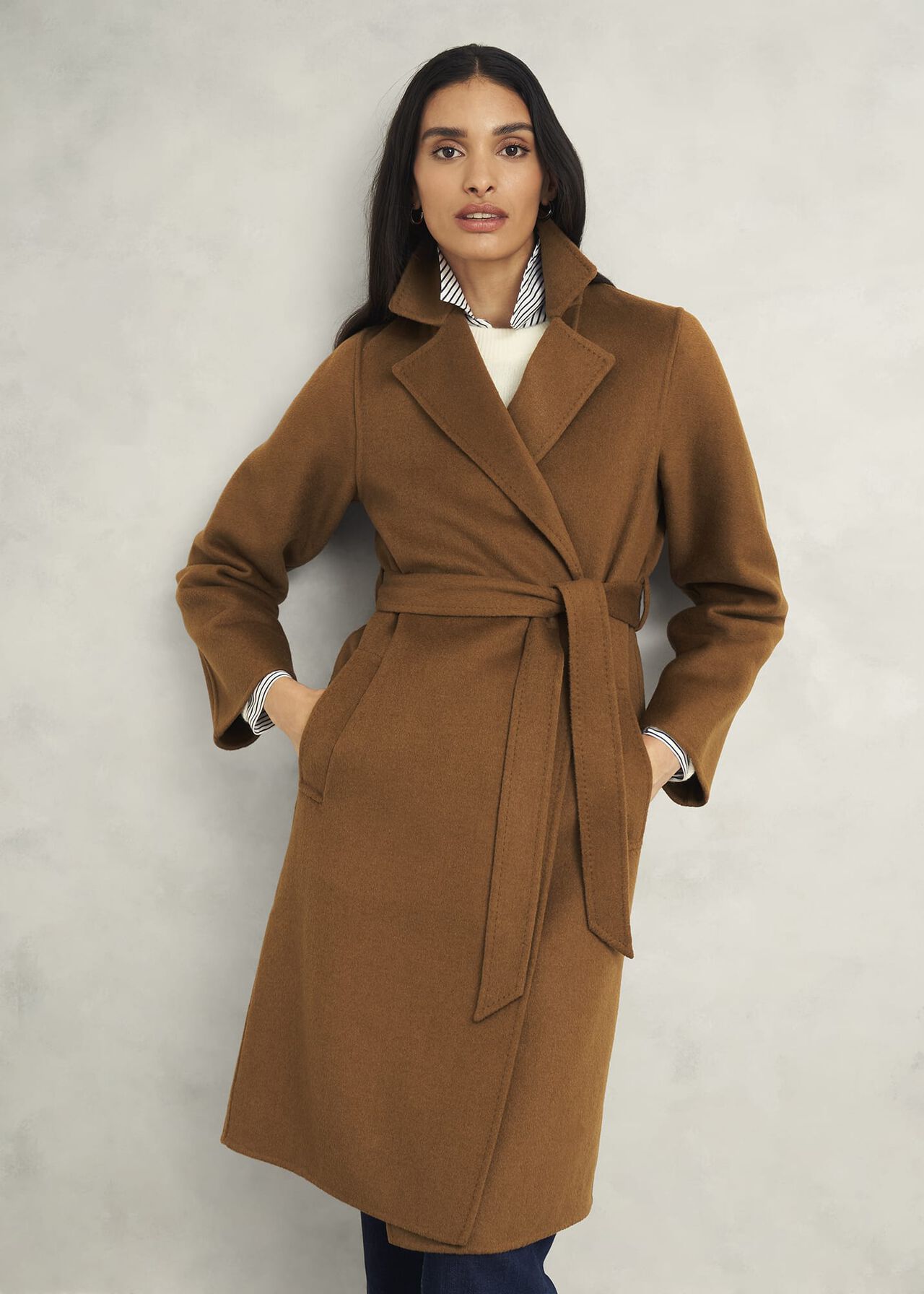 Lytham Wrap Coat With wool, Vicuna, hi-res