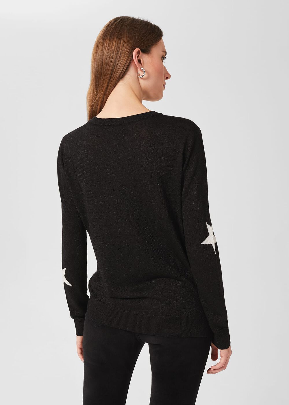 Deborah Sparkle Star Jumper, Black Silver, hi-res