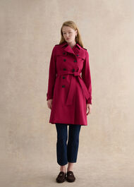 Skylar Shower Resistant Trench Coat, Beetroot Pink, hi-res