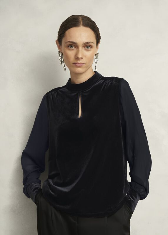 Lorelai High Neck Sheer Sleeve Top