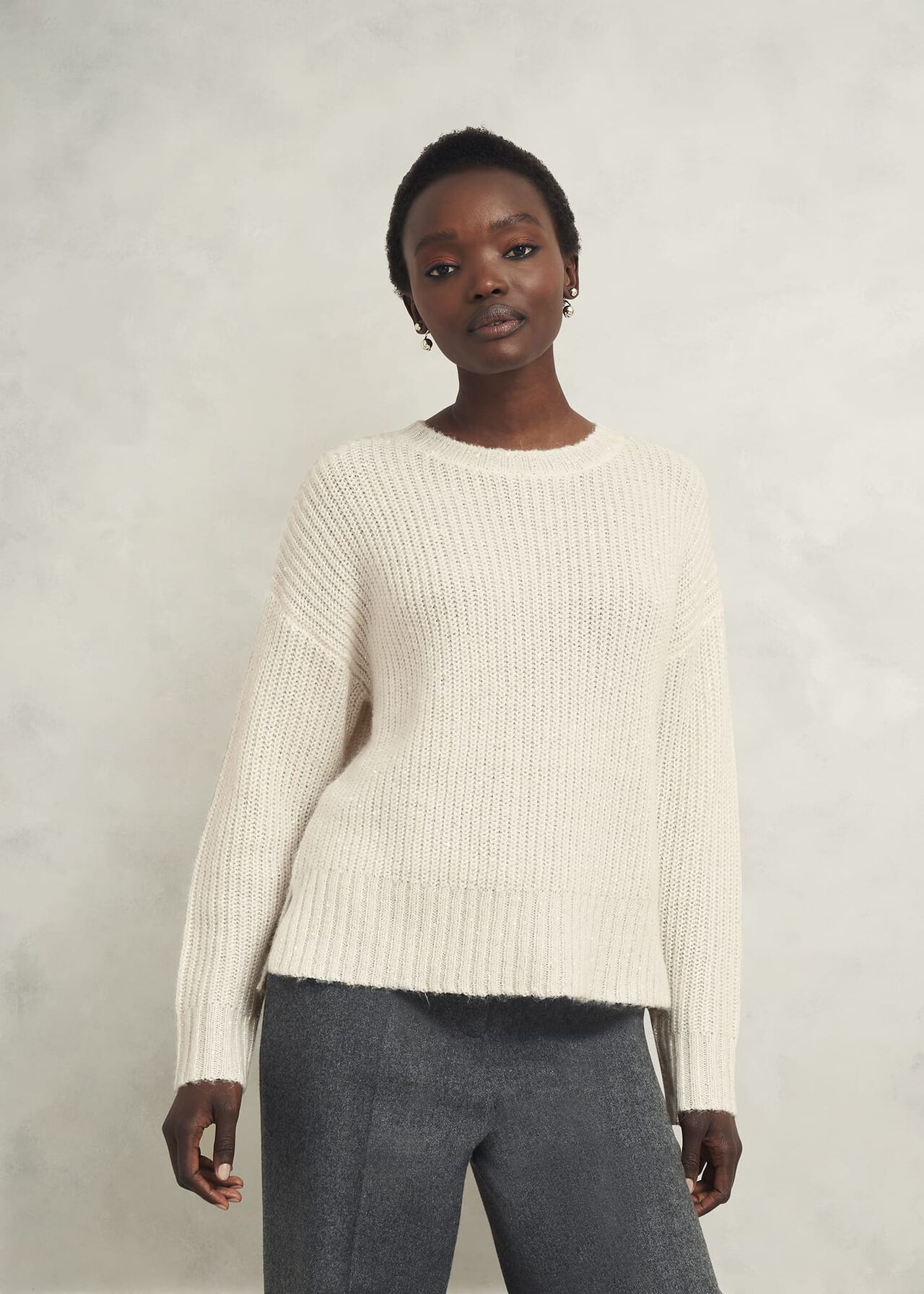 Marsha Sequin Sweater With Alpaca, Ivory, hi-res