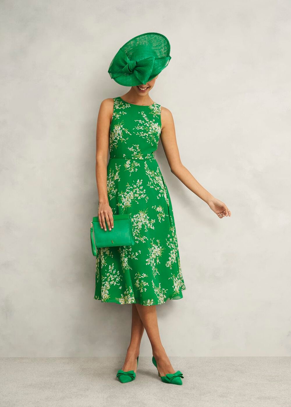 Petite Carly Dress, Green Ivory, hi-res