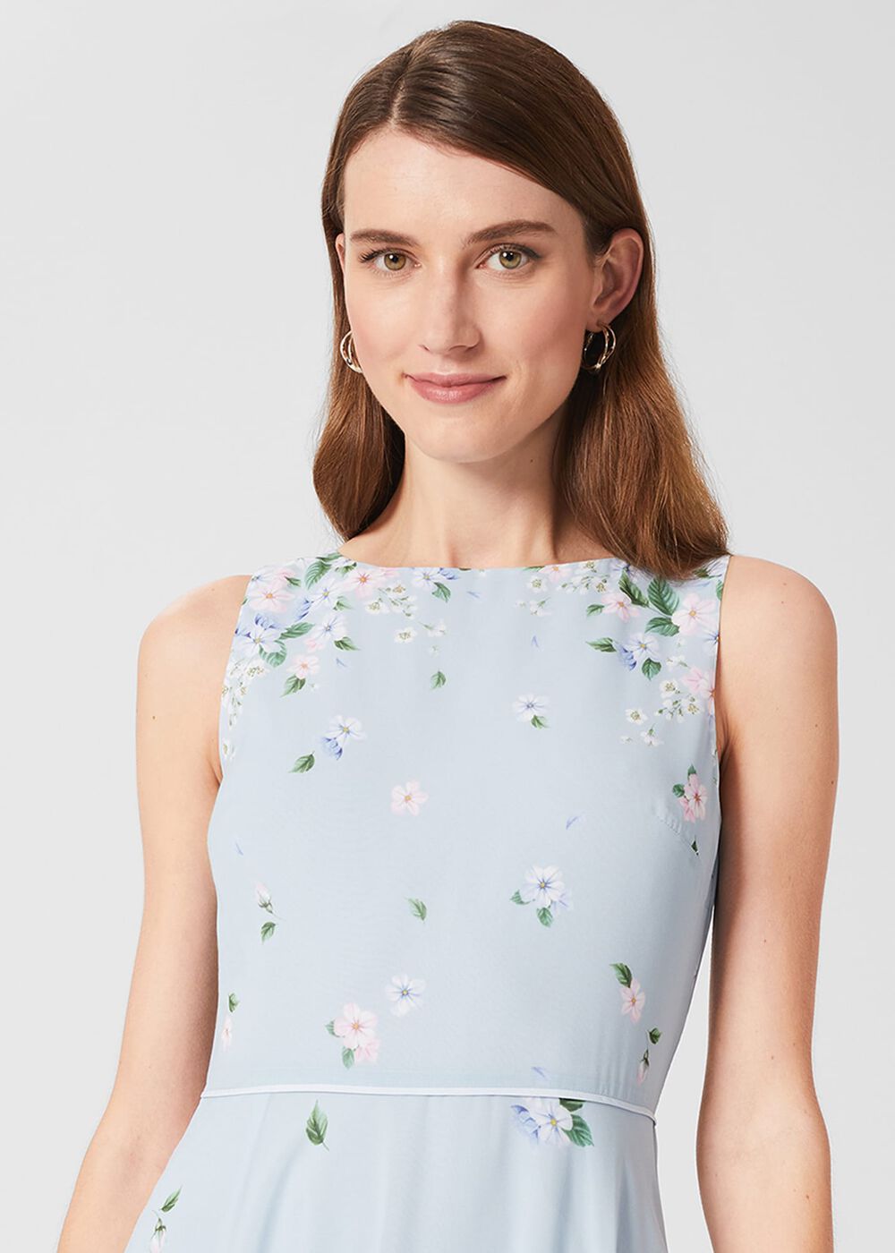 Carly Floral Midi Dress, Blue Multi, hi-res