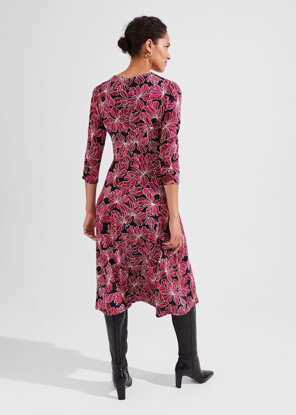 Mabel Jersey Dress, Black Pink, hi-res