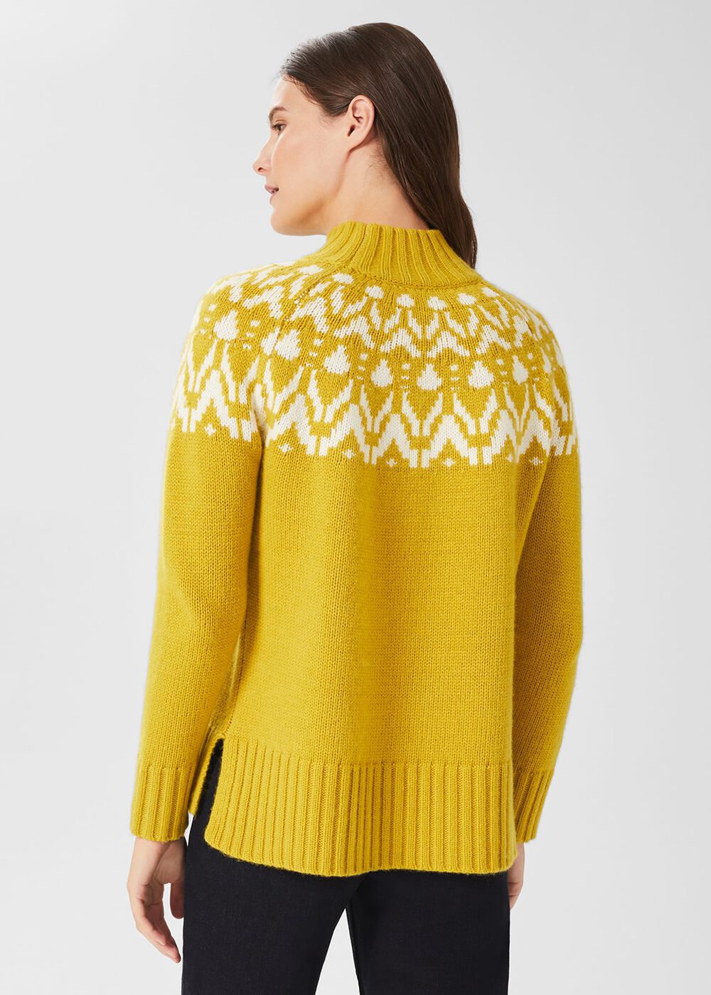 Meredith Fairisle Jumper with Alpaca, Lemon Yellow, hi-res