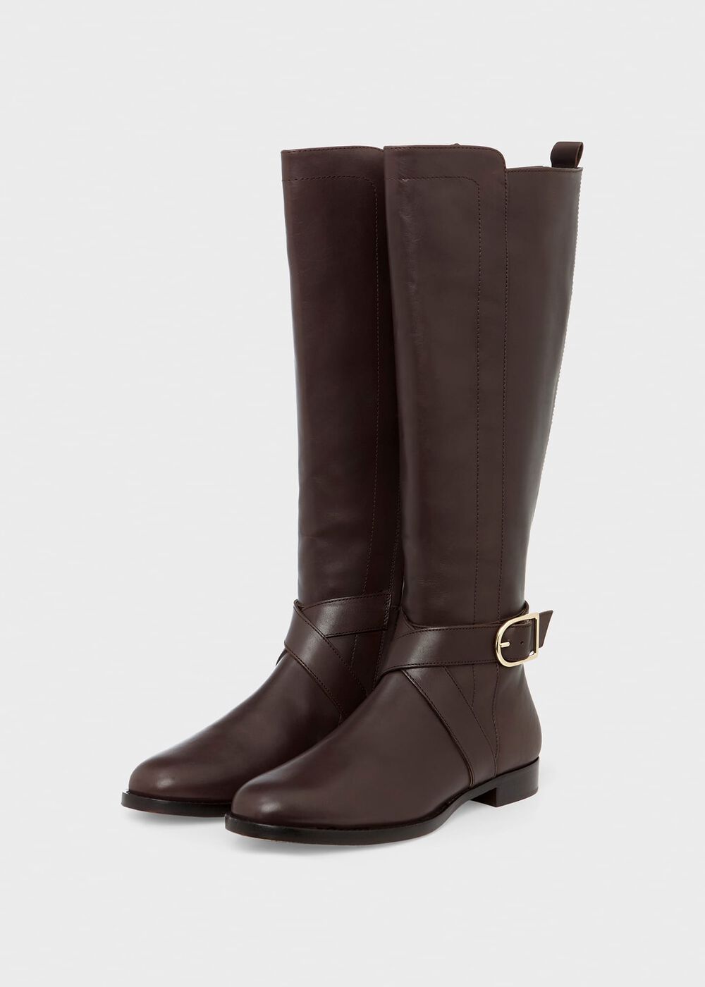 Lisette Leather Knee Boot, Dark Brown, hi-res